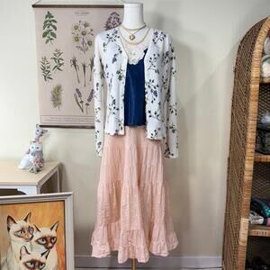 Vtg Y2k Floral Cardigan Sweater Dolly Kei Gloomy Coquette Cottage Dollette S M